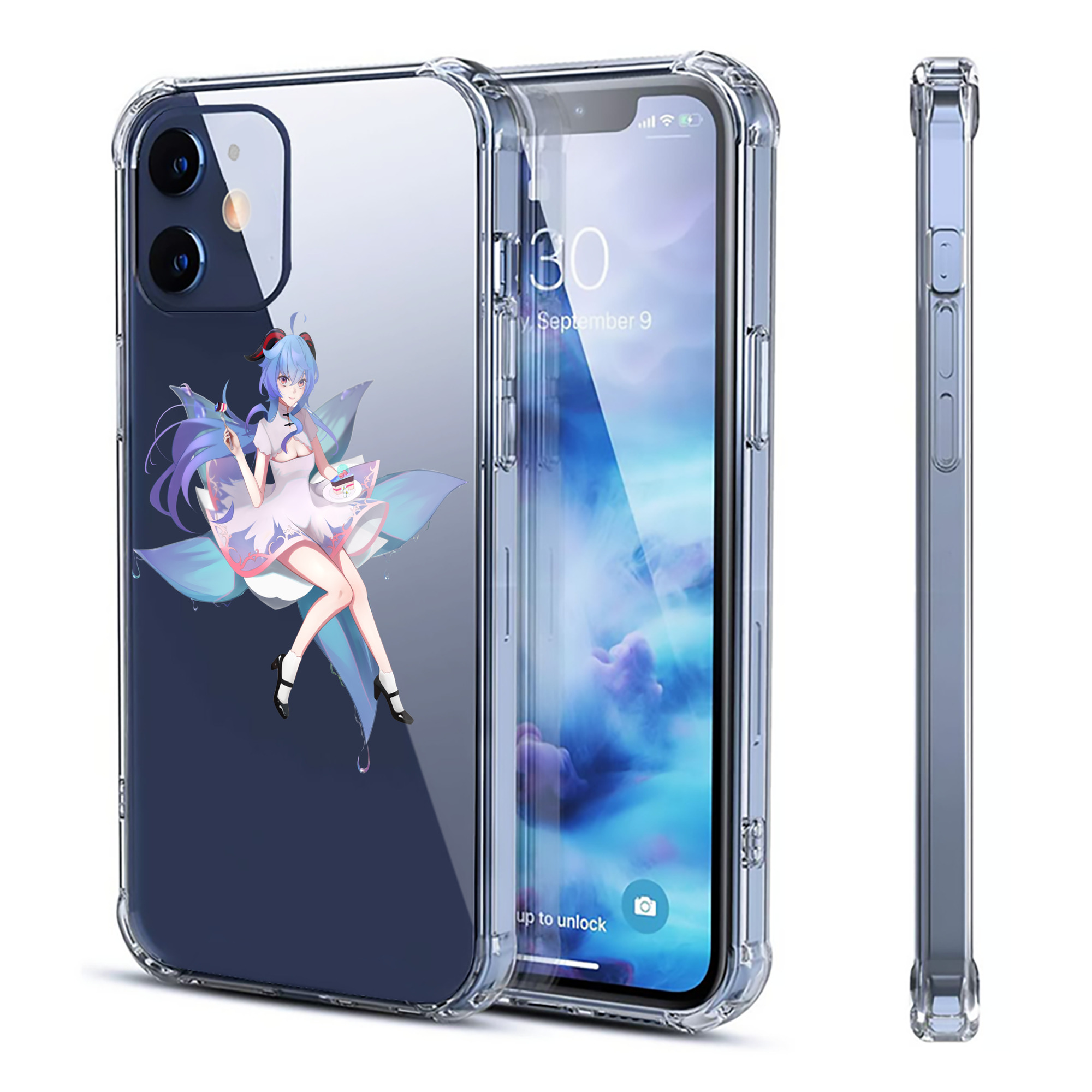 げんし神 甘雨 かんう genshin Ganyu 【iPhone 12シリーズ対応】透明スマホケース（クリアソフトケース）
